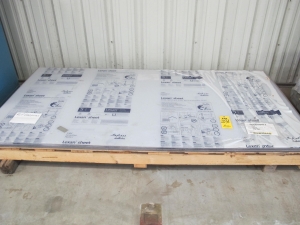 LOT PALLET W/ (6) 8' X 4' X 1/4" LEXAN PLASTIC TYPE MATERIAL SHEETS, OPTICALLY CLEAR, 9034 ULTRA MASKING BOTH SIDES GENERAL PURPOSE. LOW UV RESISTANCE & LOW ABRASION RESISTANCE (W-44) LOADING & HANDLING FEE $15-